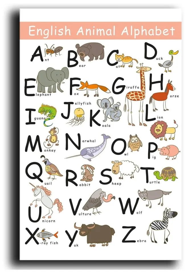 Quadro per bambini 45x70 cm Alphabet - Wallity
