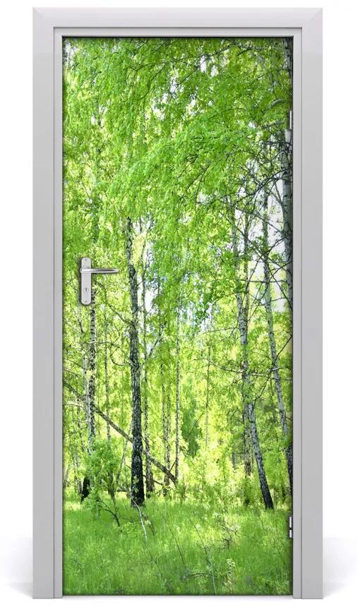 Adesivo per porta Foresta di betulla 75x205 cm