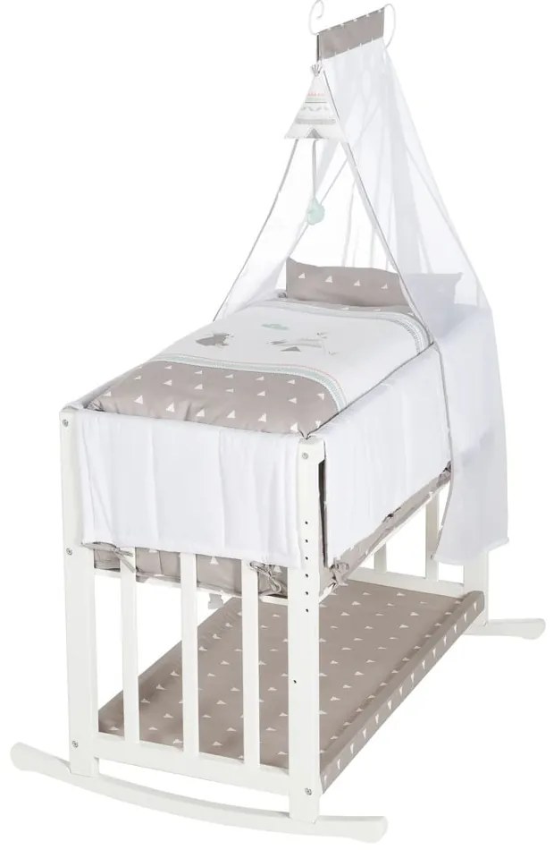 Culla bianca con contenitore e baldacchino 90x45 cm Indibär - Roba