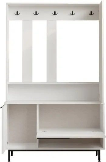 Mobile Da Ingresso Con Scarpiera Appendiabiti E Specchio Orientabile Ocean Bianco