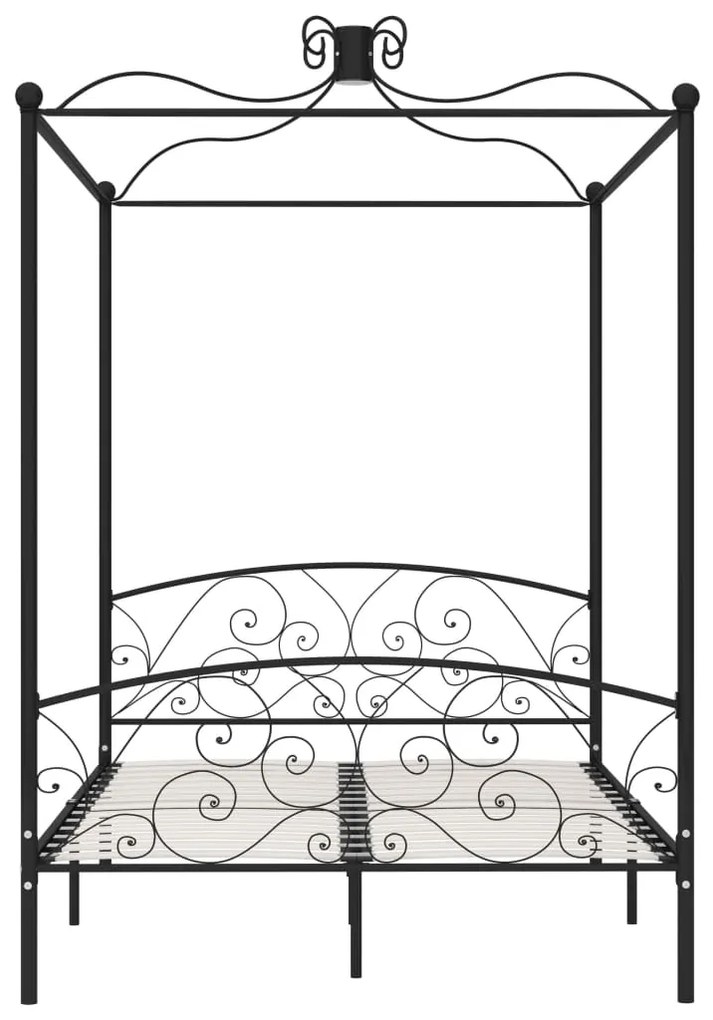 Letto a baldacchino nero in metallo 120x200 cm