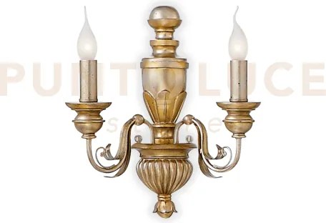 Firenze applique a parete oro 2 luci attacco e14 decorato a mano