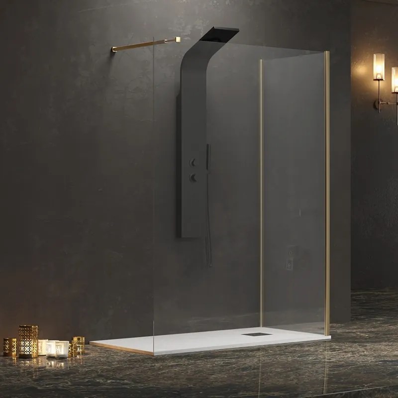 Box doccia angolare walk-in 80x110 cm profilo oro | KW4000G - KAMALU