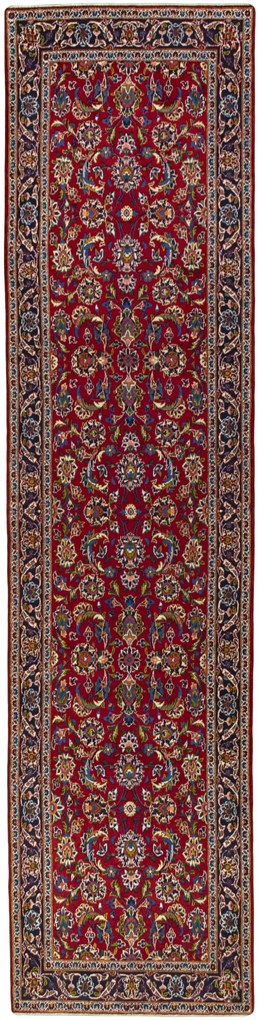 Kashan Tappeto 420x100 Rosso (Iran) Annodato A Mano