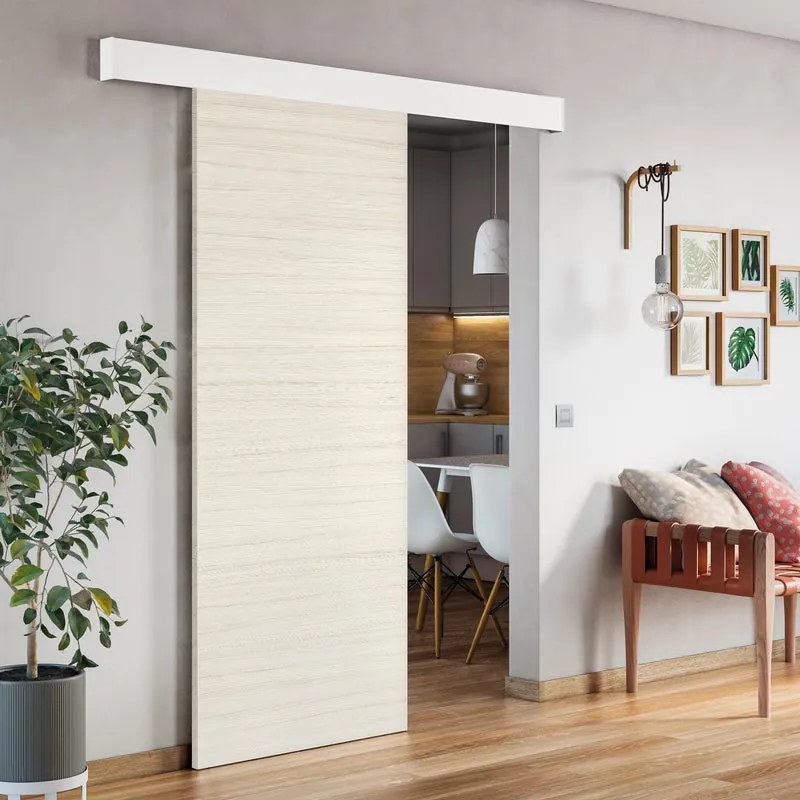 Porta scorrevole Oxford palissandro in inox bianco, L 93 x H 212 cm, con binario Atelier bianco Reversibile