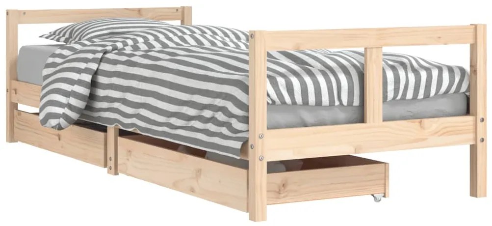 Giroletto bambini con cassetti 80x200 cm legno massello di pino