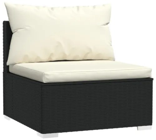 Set Divani da Giardino 7 pz con Cuscini in Polyrattan Nero