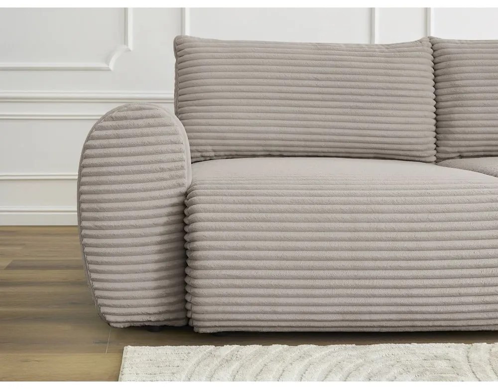 Divano in grigio chiaro/beige allungabile con rivestimento in velluto a coste 257 cm Lucien – Bobochic Paris