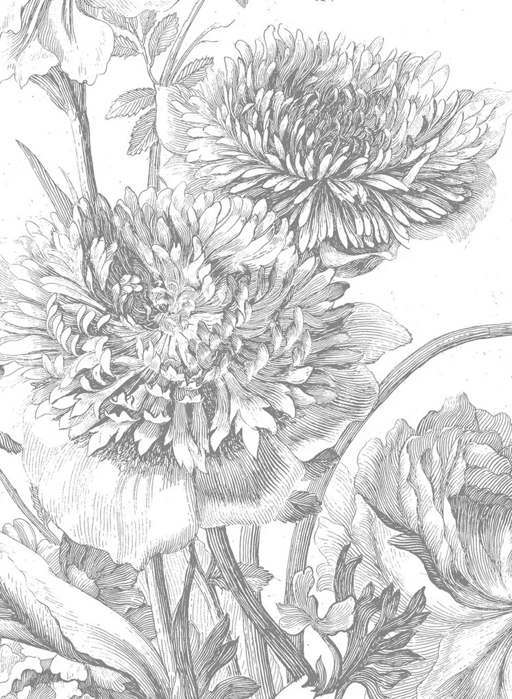 KEK Amsterdam Carta da parati panoramica Engraved Flowers 3 - Multicolor - 3.896m