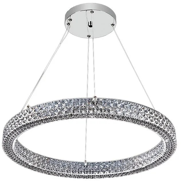 Lampadario LED neoclassico Soledad cromo Ø60cm, luce naturale 3600 lumen, NOVECENTO