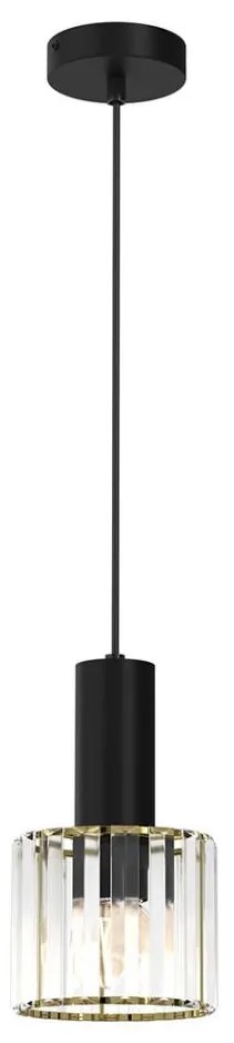 Lampadario a sospensione con filo CRISTAL 1xE27/60W/230V nero