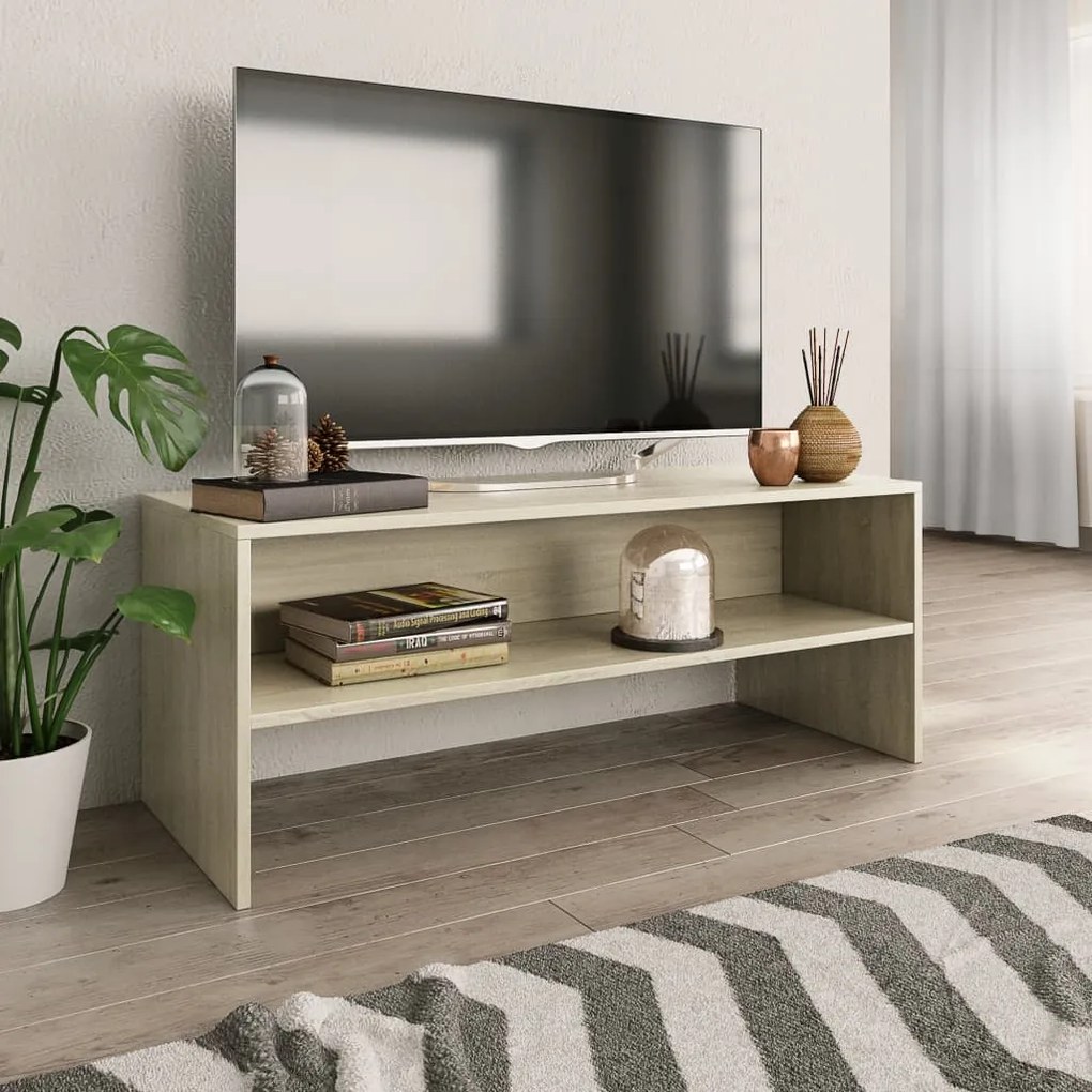 Mobile Porta Tv Rovere Sonoma 100x40x40 Cm İn Legno Multistrato /