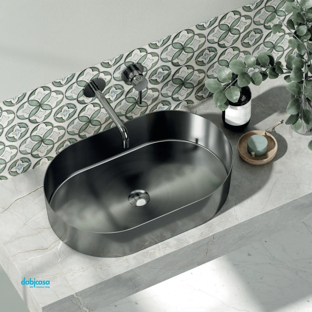 Lavabo D'Appoggio "Jupiter" 55x35 Cm Finitura Gun Metal