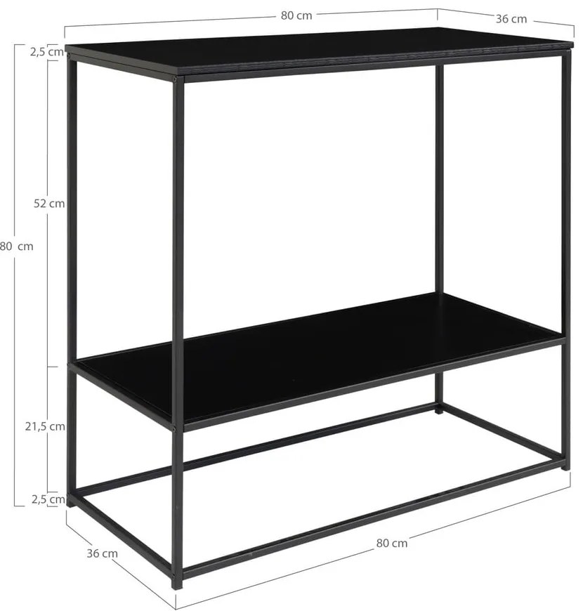 Consolle nera con piano nero 80x36 cm Vita - House Nordic