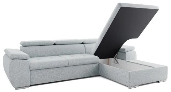 Divano angolare letto a L con vano contenitore PADUA grigio angolo destro