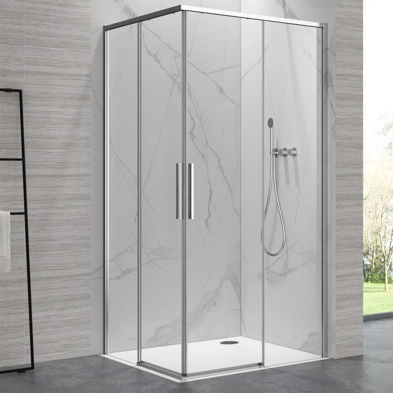 Kamalu - Box doccia 80x90cm angolare porte scorrevoli finitura cromo | KLA1000C