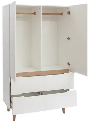 Armadio guardaroba scandinavo bianco e legno chiaro KELMA