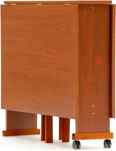 Tavolo richiudibile legno formica con ruote 140x90 cm GIORGIA Ciliegio