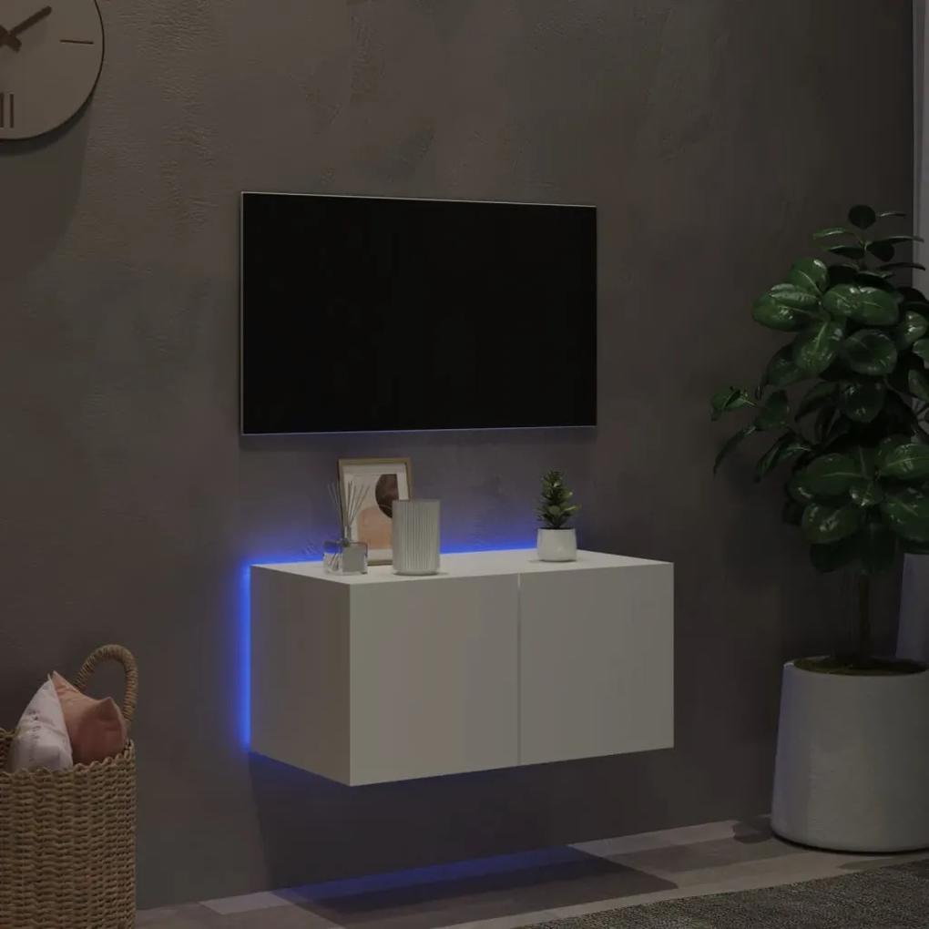 Mobile tv a parete con luci led bianco 60x35x31 cm