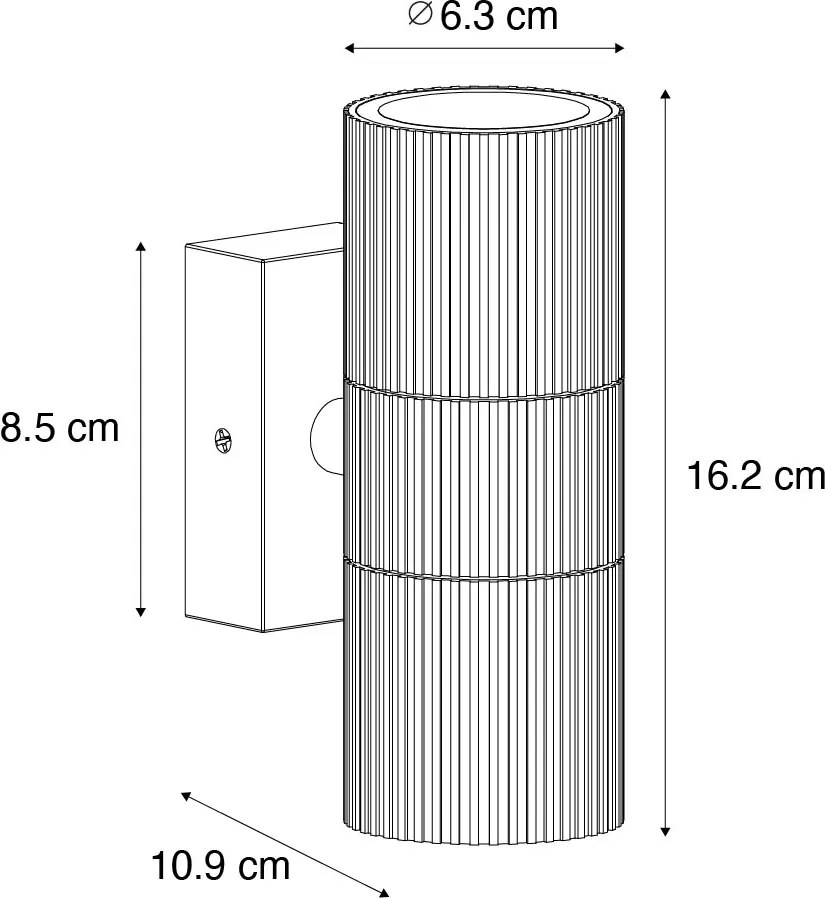 Lampada da parete industriale da esterno nera a 2 luci IP44 - Vigo