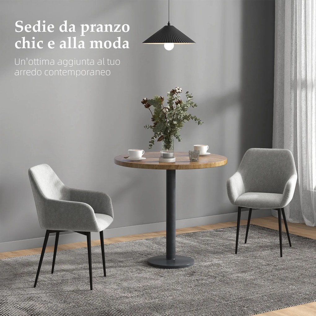 Set 2 Sedie Imbottite Stile Nordico 54x57x80 cm Tessuto Effetto Velluto Grigio Scuro...
