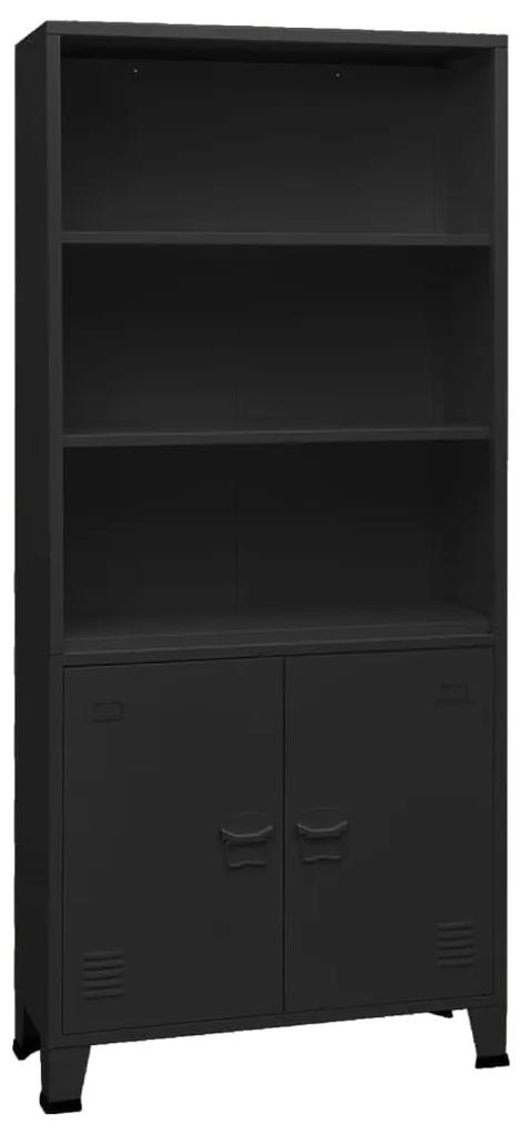 Libreria industriale nera 80x32x180 cm in acciaio