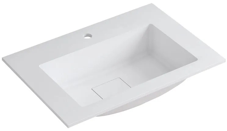 Lavabo a incasso rettangolare L 60.5 x H 14.4 x P 46 cm in resina bianco lucido
