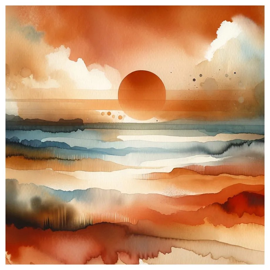Quadro su tela – Tramonto rosso sopra il paesaggio