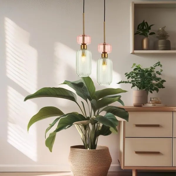 Lampadario a sospensione con filo MOLLY 1xE14/40W/230V diametro 12 cm oro/verde/rosa