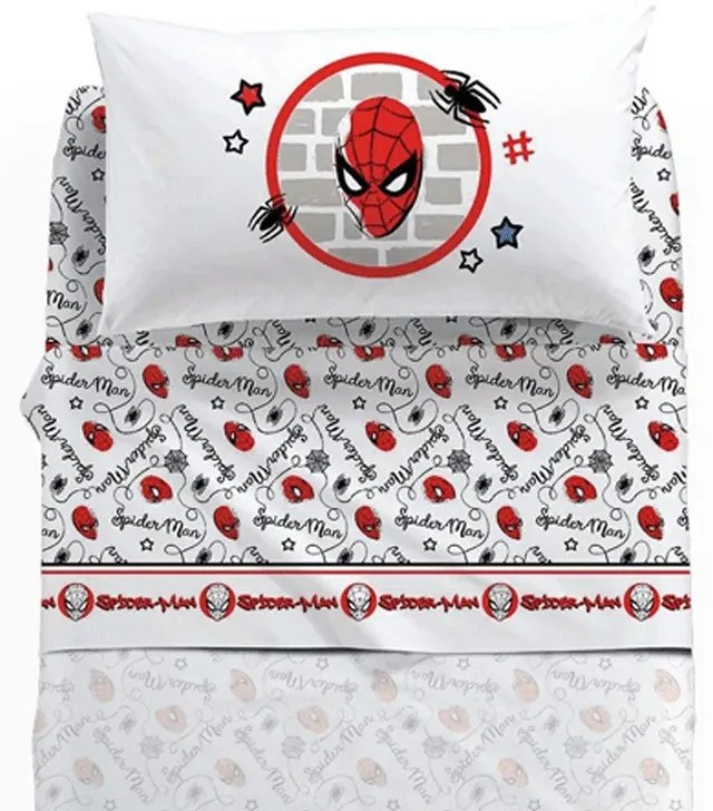 Completo lenzuola Spiderman Wall Caleffi in cotone