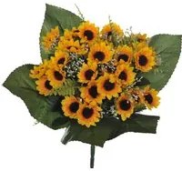 Set 3 Bouquet Artificiali di Girasoli con 12 Fiori H 33 cm