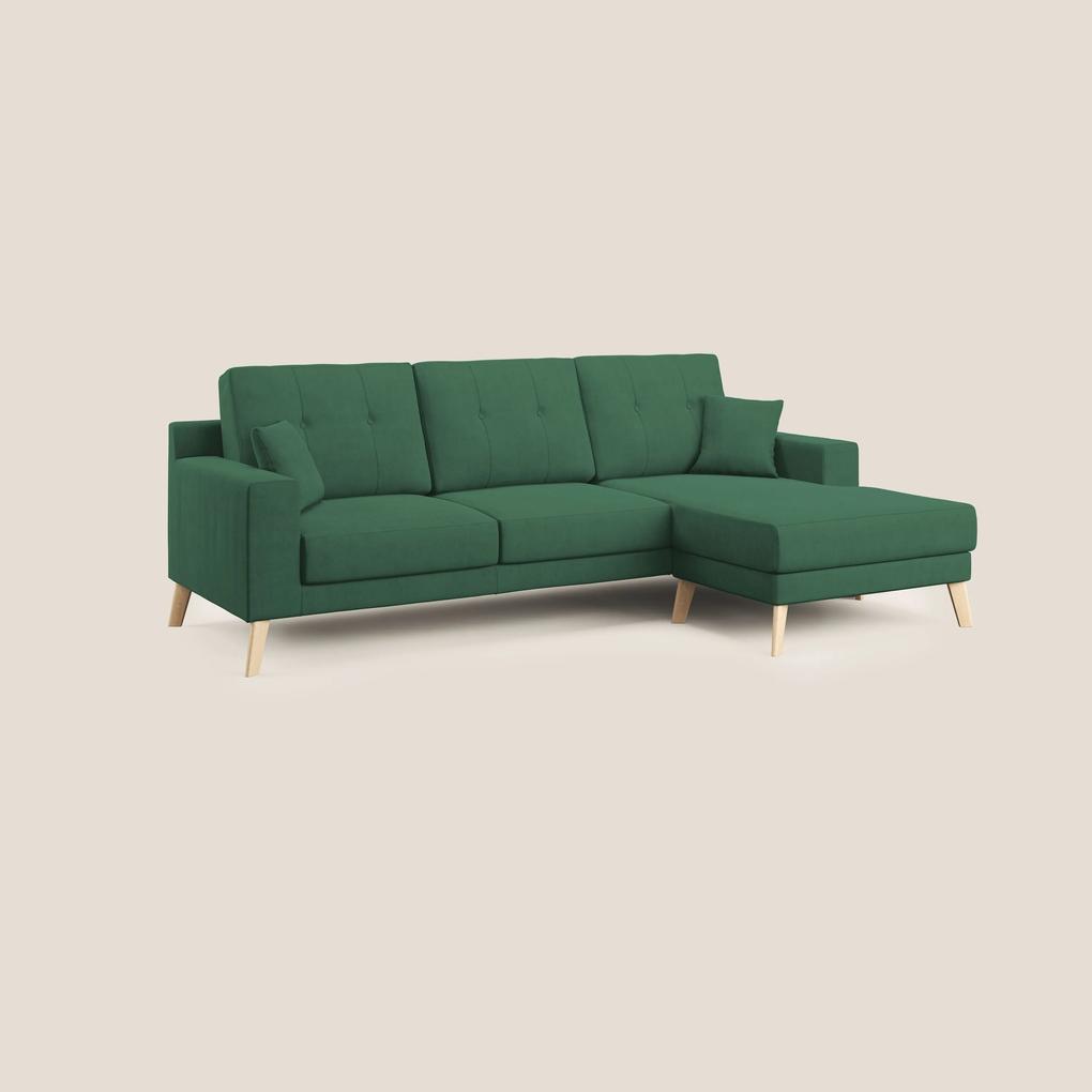 Danish divano angolare REVERSIBILE in tessuto morbido impermeabile T02 verde X