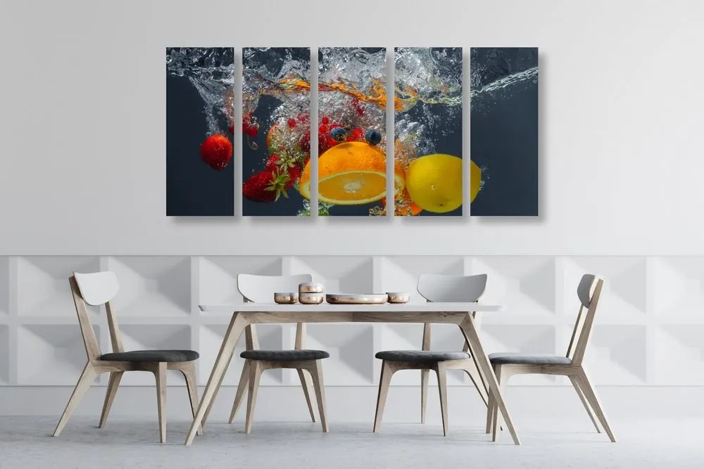 Quadri 5 pezzi – Frutta nell'acqua
