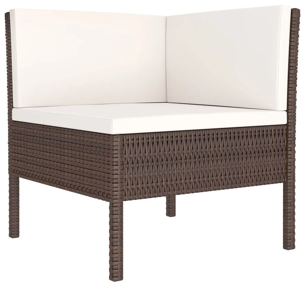 Set divani da giardino 6 pz con cuscini in polyrattan marrone