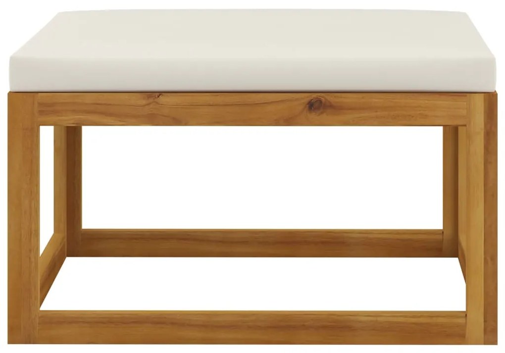 Set Divani da Giardino 3 pz con Cuscini Crema in Legno Acacia