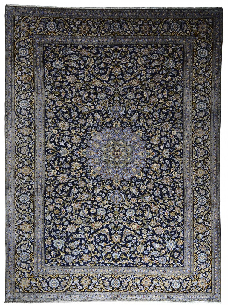 Kashan Tappeto persiano 290 x 410 Blu (Iran) Annodato A Mano