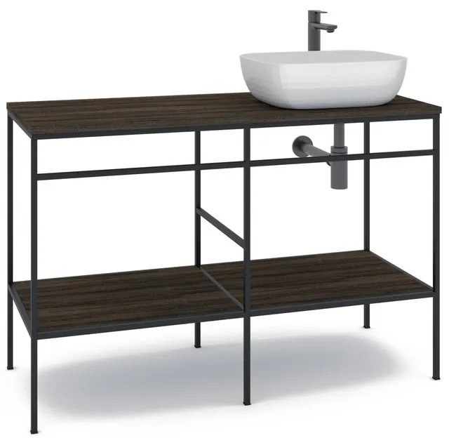 Mobile bagno da terra con lavabo L 120 x H 92 x P 45.5 cm nero per vasca centrale Outline