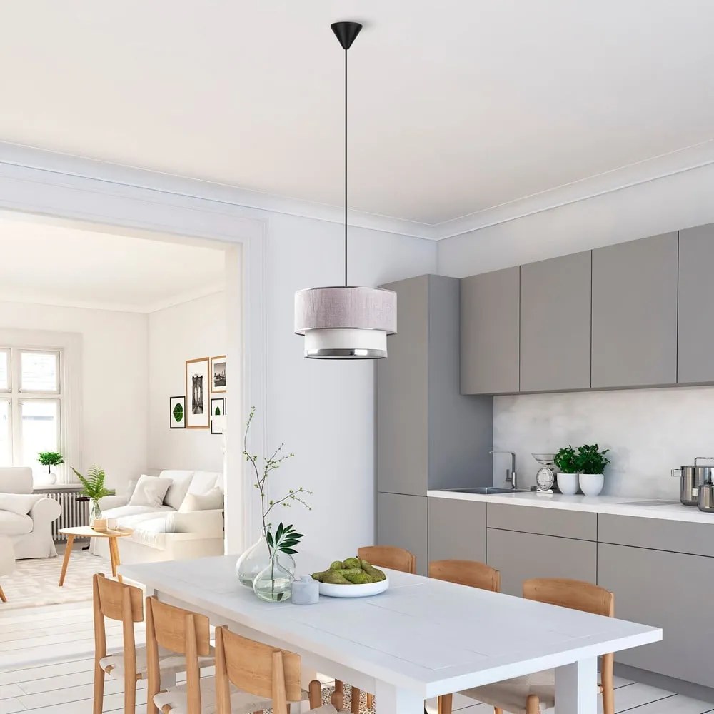 Lampadario grigio/argentato con paralume in tessuto ø 30 cm Cake – Opviq lights