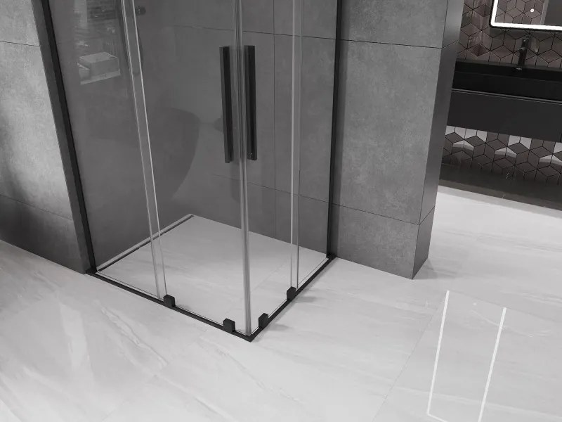 Mexen Velar L Duo cabina doccia scorrevole 100 x 90 cm, trasparente, nero - 871-100-090-02-03-70