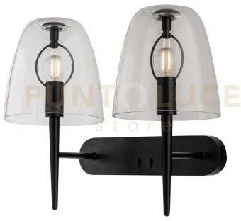 Applique a parete ares trasparente 2 luci attacco e14 42x22x33,7cm