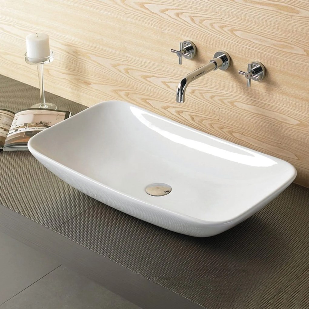 Lavabo D'Appoggio 69x40 Cm Rubicer "Break The Rules" Bianco Opaco