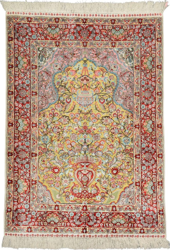Hereke Tappeto 100 x 140 Beige (Cina) Annodato A Mano