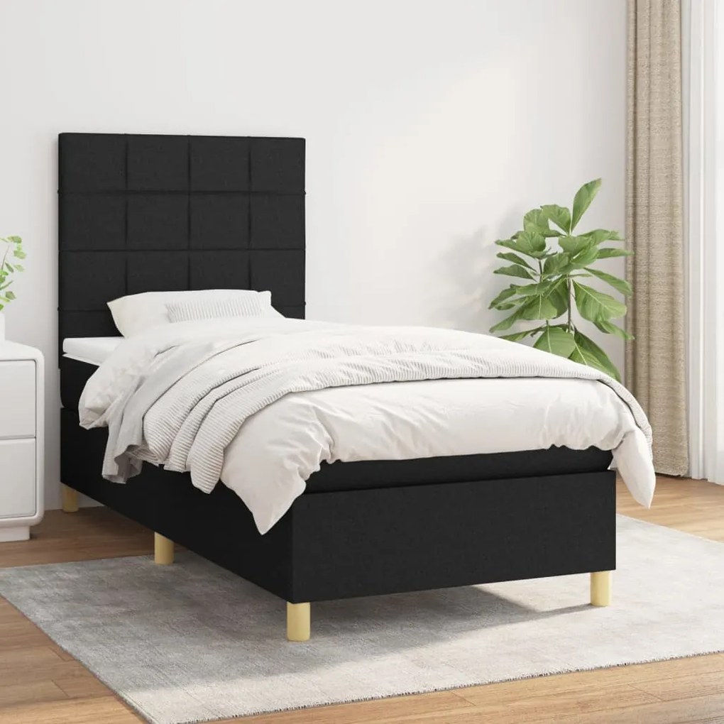 Giroletto A Molle Con Materasso Nero 100x200 Cm İn Tessuto /