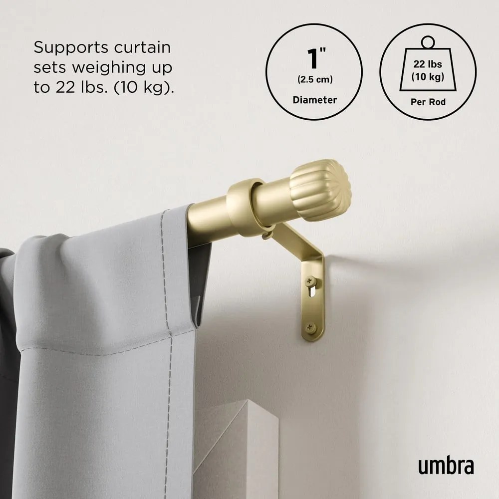 Bastone per tende oro opaco in acciaio regolabile 168 - 305 cm Cleo – Umbra