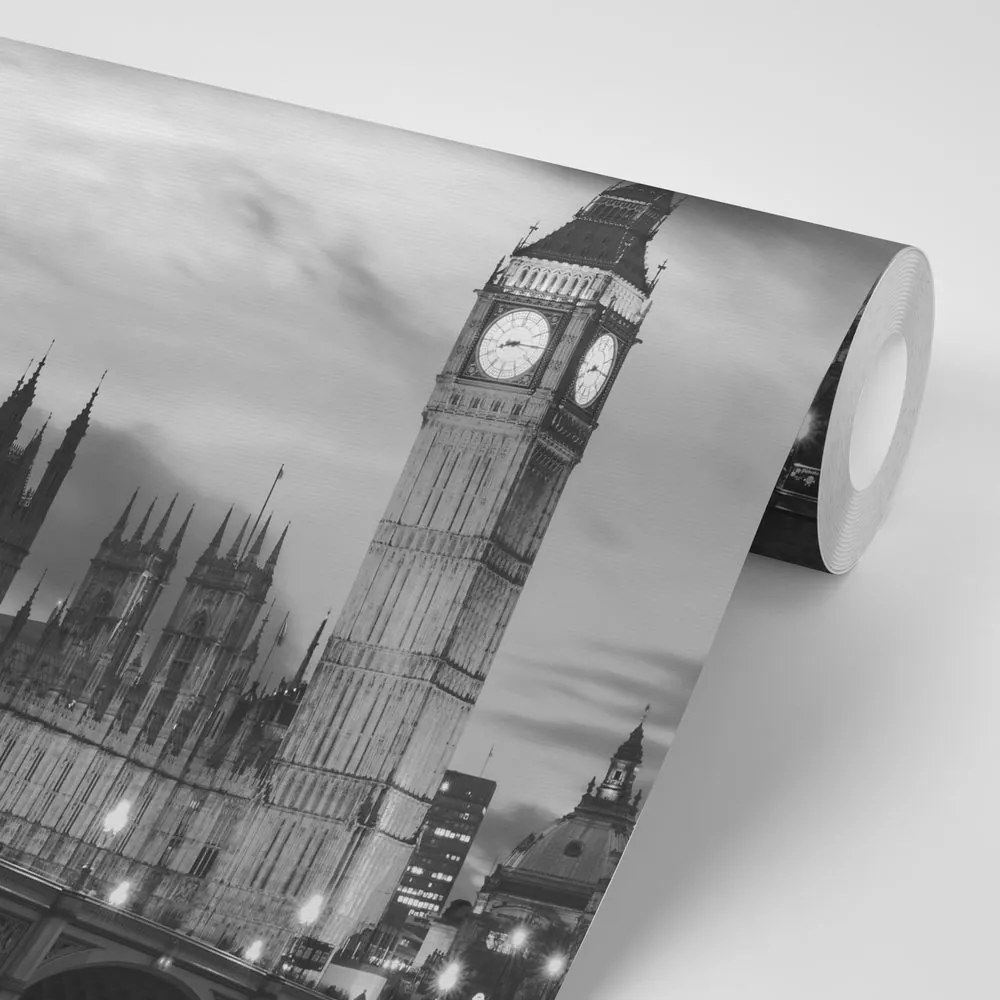 Carta da parati – Big Ben notturno in bianco e nero a Londra