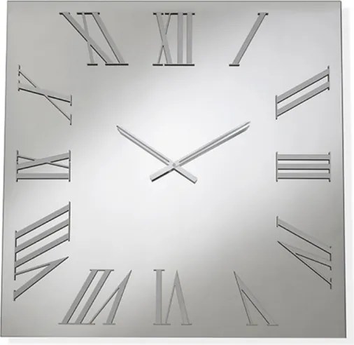 Orologio quadrato in cristallo Chiaro e numeri Argento 60x60 cm - ROGER