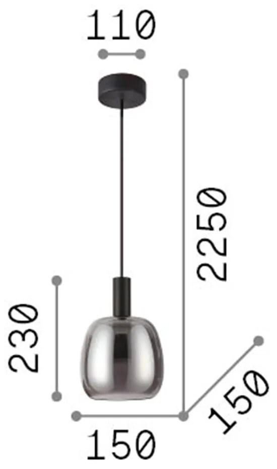 Sospensione Moderna Coco-1 Metallo Fumè Led 7W 3000K Luce Calda