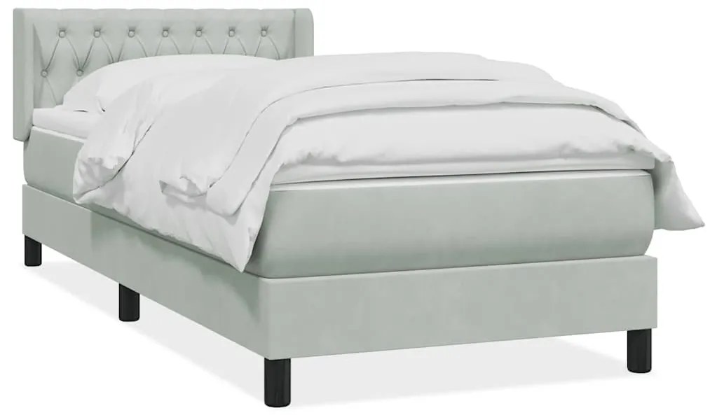 Giroletto A Molle Con Materasso Grigio Chiaro 90x220 Cm Velluto /