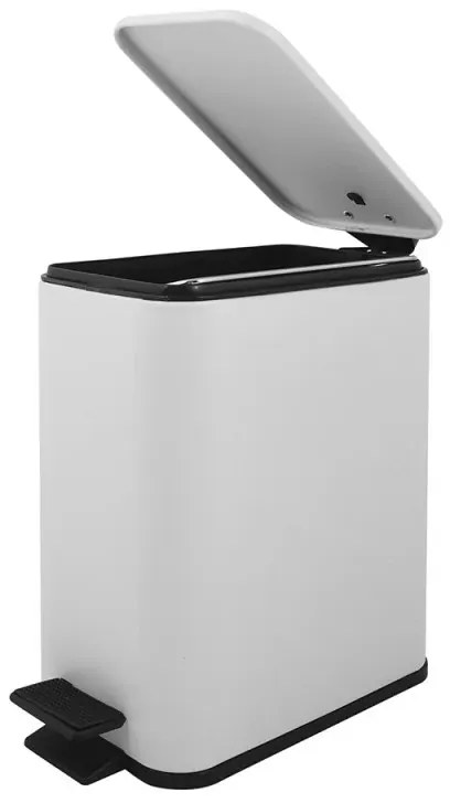 Pattumiera bagno 5 Lt in acciaio bianco opaco con apertura a pedale Rexa