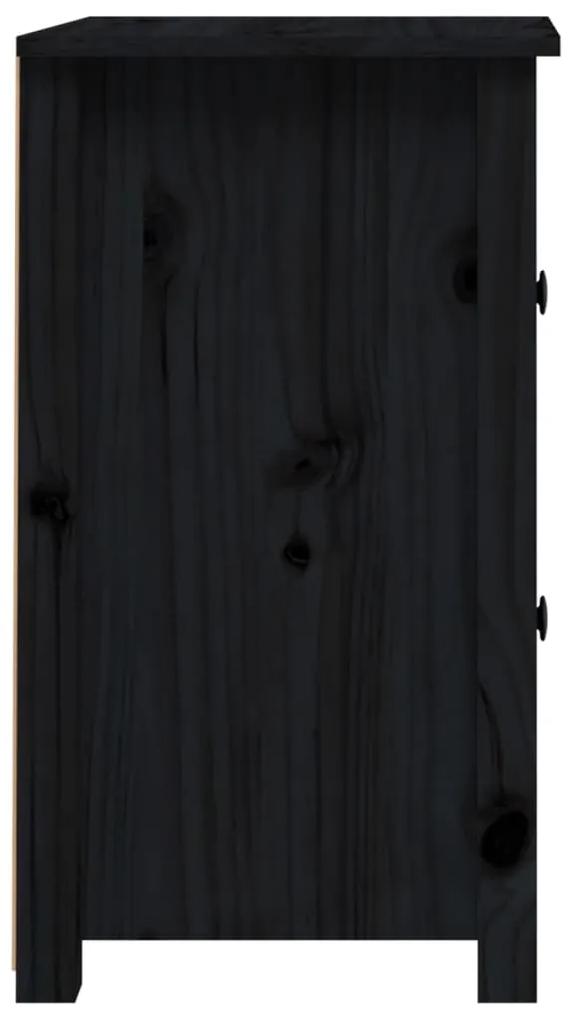 Comodino nera 40x35x61,5 cm in legno massello di pino